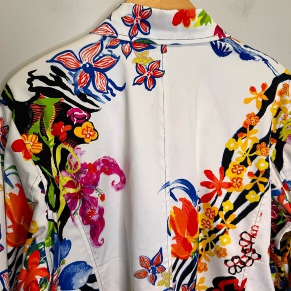 Chico's White Floral Colourful Jacket Size XL Feminine - Picture 8 of 10